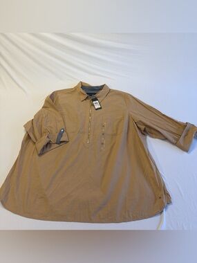 Tommy Hilfiger Women’s Tan Casual Popover Shirt 2x